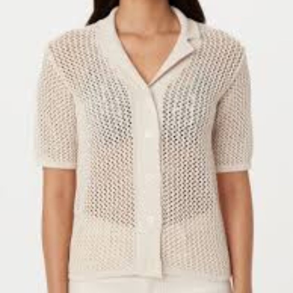Frank and Oak Crochet Camp Collar Knit Shirt
